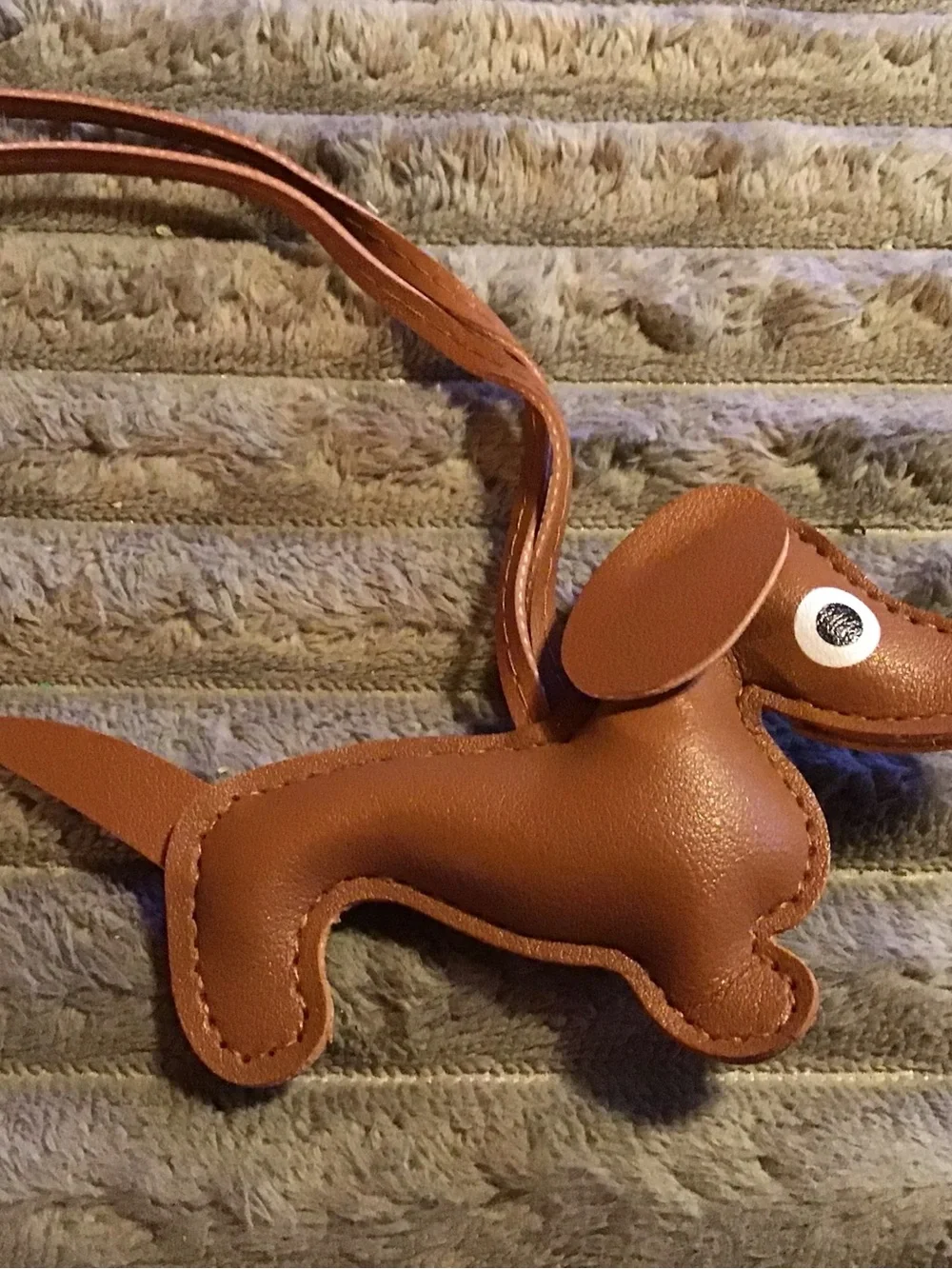 Brown Leather Dachshund Dog Charm